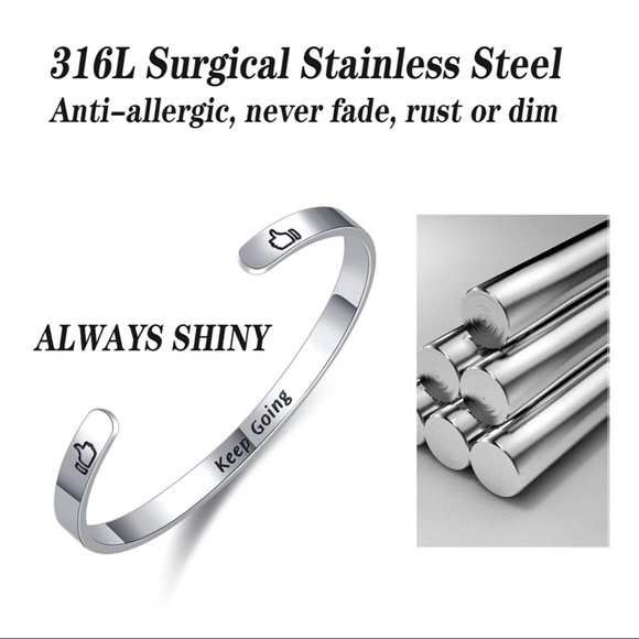 Keep On Believing Adjustable Engraved Bangle Bracelet - Picture 2 of 4